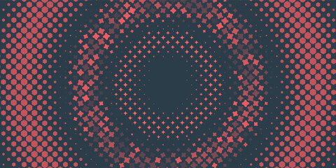 Abstract Halftone Pattern with Concentric Circles and Stars