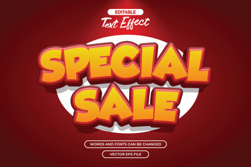 Special sale editable text effect with 3d text and with red background