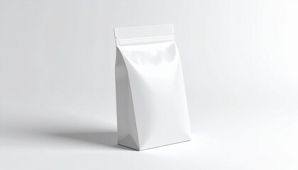 3D render of white side gusset pouch packaging mockup on clean background