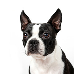 Fototapeta premium Close-up portrait Boston Terrier isolated on white background