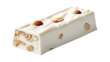 Delicious Nougat Bar with Almonds on Transparent Background