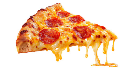 Delicious Pepperoni Pizza Slice with Dripping Cheese