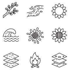 Obraz premium Collection of modern minimalist hand drawn nature and abstract element icons in vector format