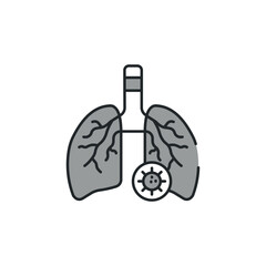 Infected Lungs icon design with white background stock illustration