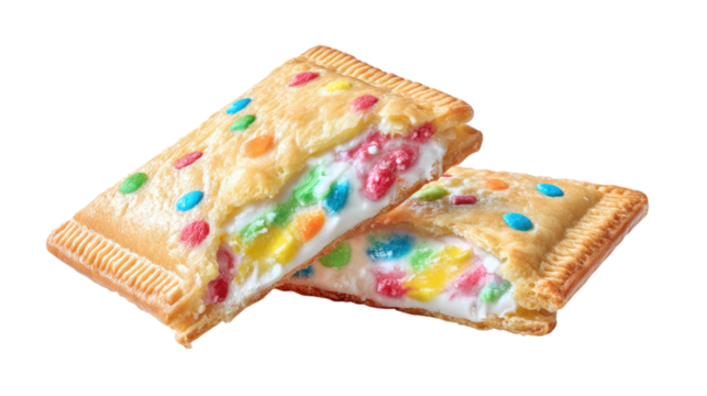 Delicious Rainbow Pop Tart Pastries on Transparent Background