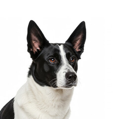 Close-up portrait Karelian Bear Dog isolated on white background