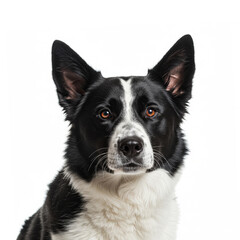 Close-up portrait Karelian Bear Dog isolated on white background