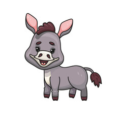 Cute Donkey in Profile Vector Illustration