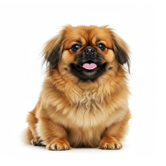 Close-up portrait Pekingese isolated on white background