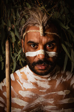 Aboriginal Male looking into camera head shot