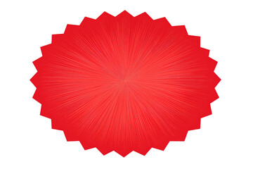 Red starburst burst shape with sharp jagged edges isolated on a transparent background image