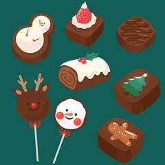 seamless pattern with sweets png, christmas cake collection 