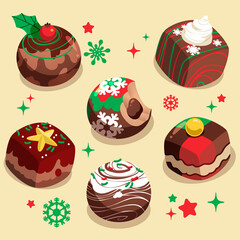 christmas decor with cupcakes, christmas cakes colletion png 