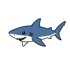 Fototapeta premium Baby shark swimming with a happy expression in a playful style 