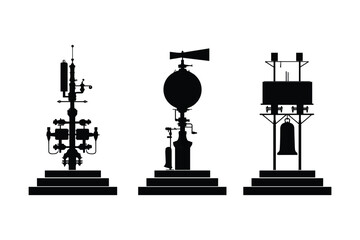 Fototapeta premium various antenna and satellite dish types, silhouette