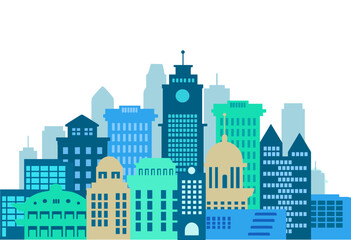 Colorful cityscape representing modern urban architecture