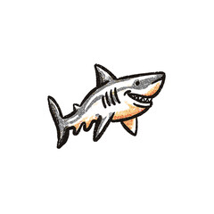 Fototapeta premium Hand drawn flat illustration of a baby shark in playful style 