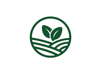 Logo design for an organic farm, featuring a green logo with clean lines and a minimalistic style