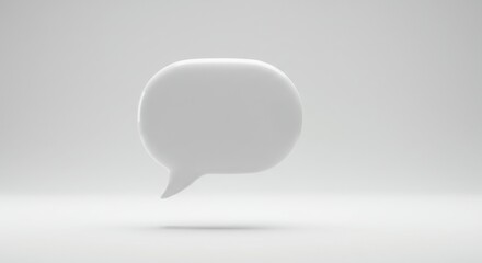 Minimalist 3d white speech bubble floating on a clean light grey background