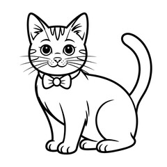A black and white cat illustration vector style coloring page