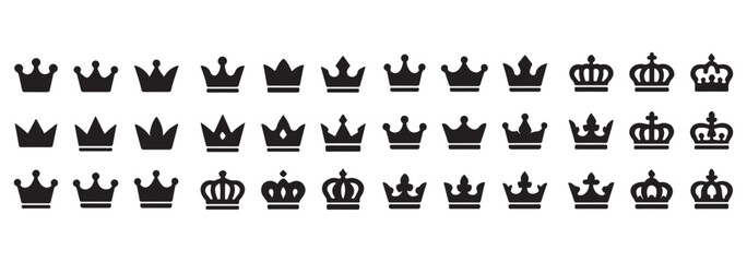 Set of black crown icons. Black crown symbol collection © Top