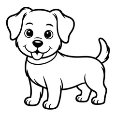 Fototapeta premium A black and white dog illustration vector style coloring page