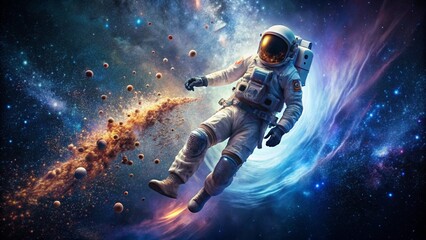 Fototapeta premium Astronaut Disintegrating in a Starry Cosmos 