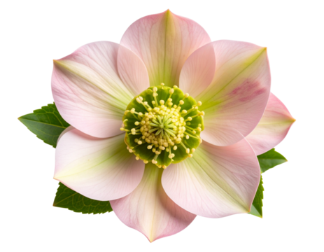  Top View Flat Lay of Pale Pink Hellebore Bloom – Clean PNG for Floral Design