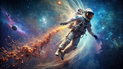Fototapeta premium Astronaut Disintegrating in a Starry Cosmos 