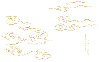Japanese background with line cloud pattern vector. Abstract template with geometric pattern. layout design in oriental style	
