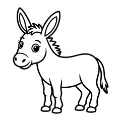 A black and white donkey illustration vector style coloring page