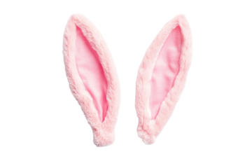Pair of pastel pink rabbit ears, fluffy texture