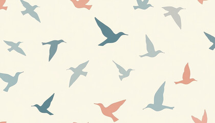 Fototapeta premium Seamless Pattern of Birds, Nature Background, Illustration Art, Tranquil Environment, Aerial Viewpoint