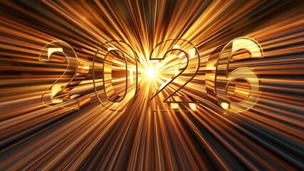 2026 Celebration of New Beginnings with Golden Numbers and Bright Rays of Light, Evoking Excitement for Future in Dynamic Atmosphere