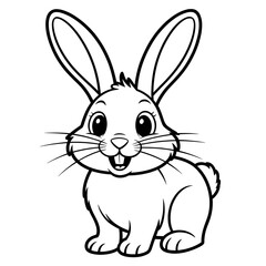 A black and white rabbit illustration vector style coloring page