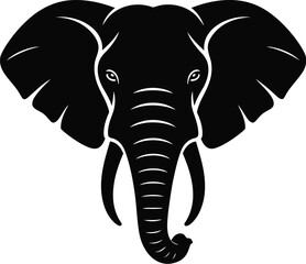 Black elephant head silhouette white
