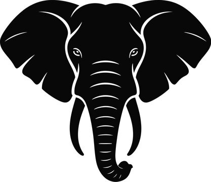 Black elephant head silhouette white
