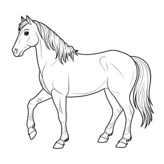 A black and white horse illustration vector style coloring page