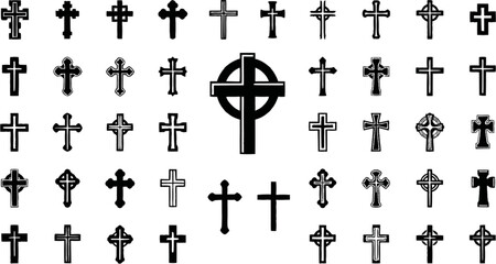 Christian cross icon set. Christian cross icon collection. Vector illustration. EPS 10
