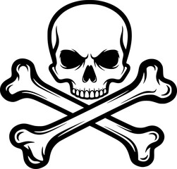 Skull and crossbones icon. Death symbol, danger or poison icon. Vector Illustration.
