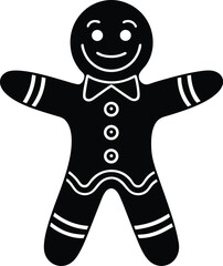 Happy gingerbread man silhouette vector illustration