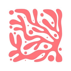 Pink coral in matisse style. Abstract minimal poster. Contemporary background, modern print pink floral element, organic wavy shapes. Vector art