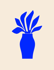 vector illustration of a blue flower in vase
