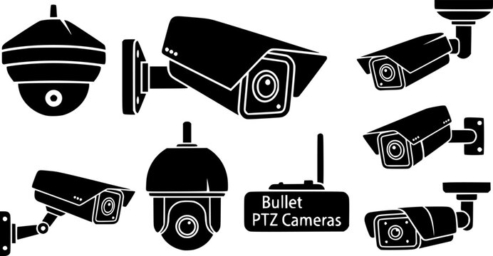 Security camera icon. CCTV vector icon set. Video surveillance CCTV camera icon. Security camera. Vector Illustration. EPS 10
