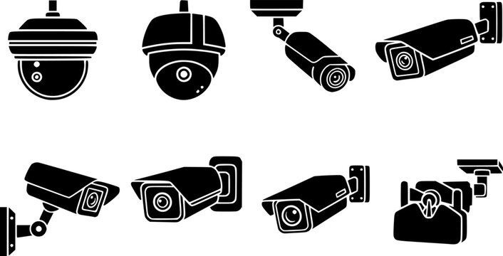 Security camera icon. CCTV vector icon set. Video surveillance CCTV camera icon. Security camera. Vector Illustration. EPS 10
