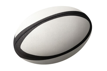 Classic white rugby ball rotating, with transparent background, perfect for sports-themed projects
