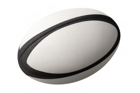 Classic white rugby ball rotating, with transparent background, perfect for sports-themed projects
