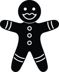 Happy gingerbread man silhouette vector illustration