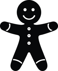 Happy gingerbread man silhouette vector illustration