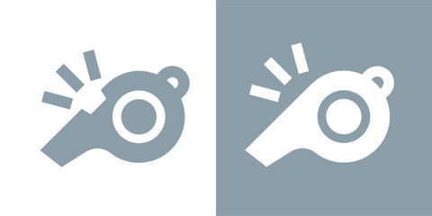 Referee whistle icon. Symbol of sport, match or championship. Referee whistle, attribute of sports referee or violation of game rules. For playing football or hockey, volleyball or basketball.